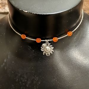 Fun silver choker with orange beads
